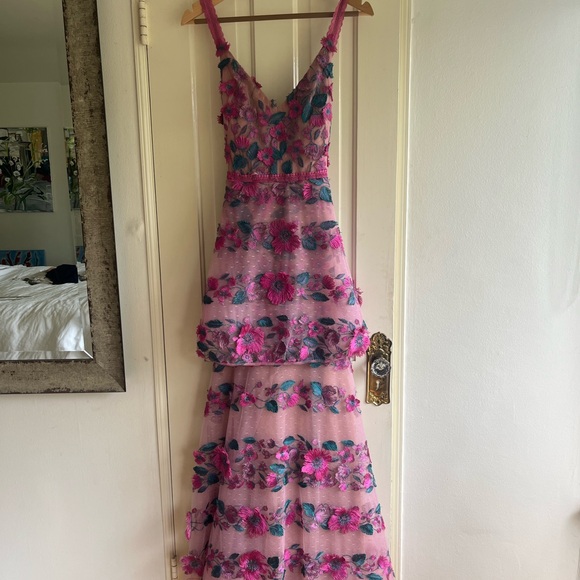 Marchesa Notte Pink Embroidered Floral Dress - Picture 5 of 7